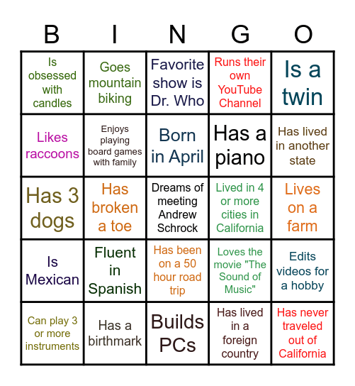 Human Bingo (Lewis Advisory) Bingo Card