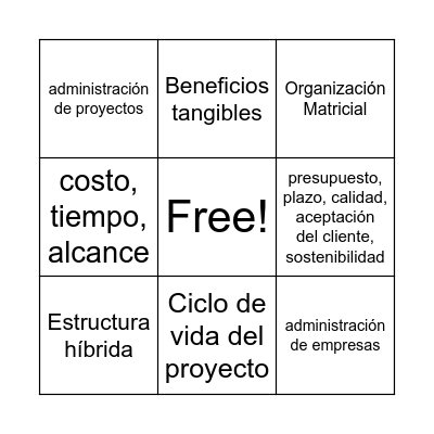 Proyectos Bingo Card