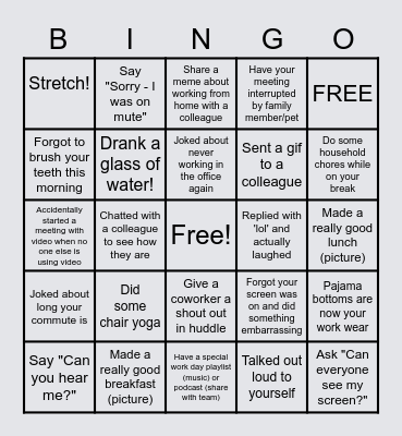 NSE Team Bingo Card