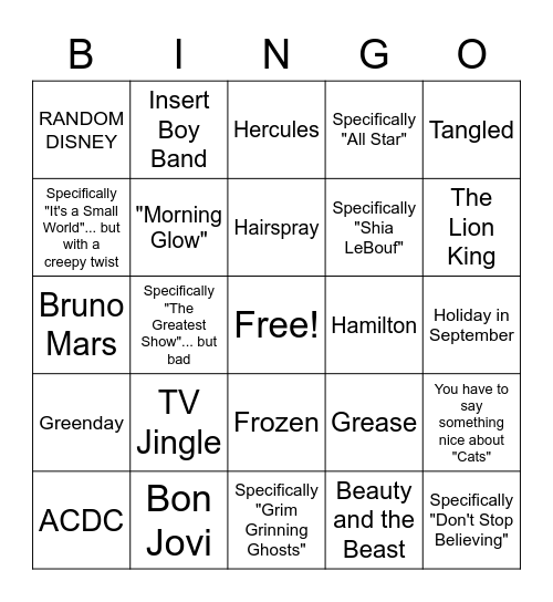 Choir Bingo Card
