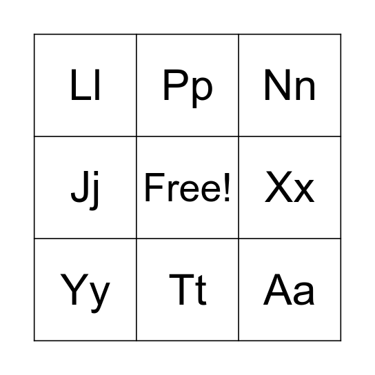 Alphabet Bingo Card
