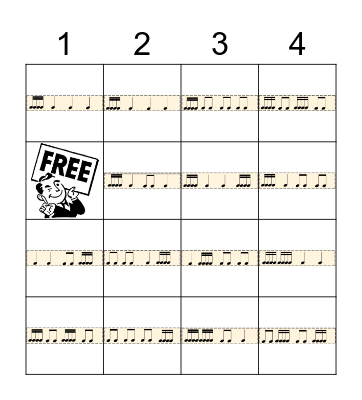 Find the Rhythm 16ths Bingo Card