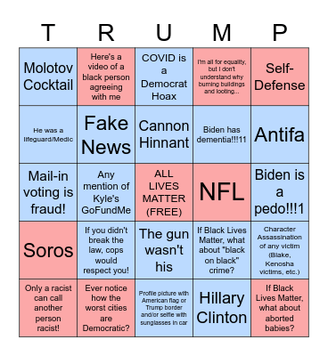 ALT-RIGHT-BINGO (August 2020 Edition) Bingo Card
