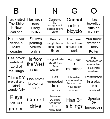 Untitled Bingo Card