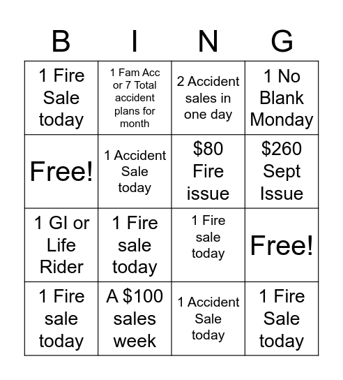 September TV Bingo Card