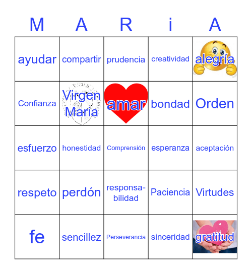 Cumpleños Virgen Maria Bingo Card