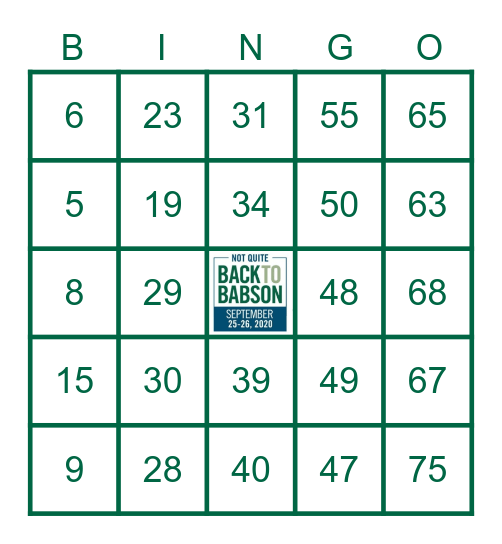BACK TO BABSON BINGO Card