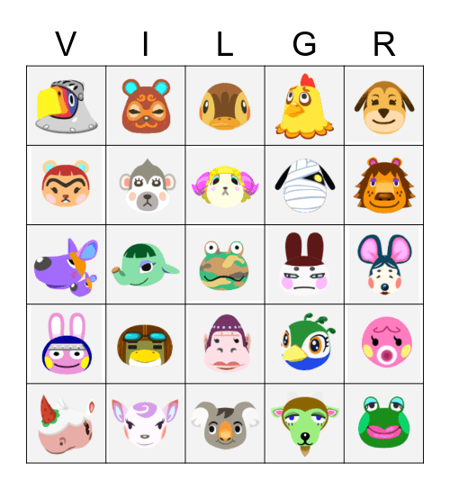 Animal Crossing Bingo- DOM HUNT Bingo Card