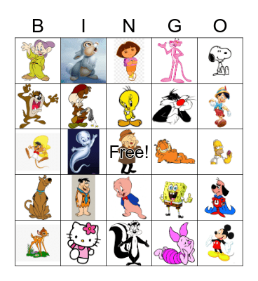 Cartoon Characters Bingo Card