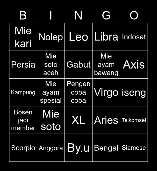 B O B B Y Bingo Card