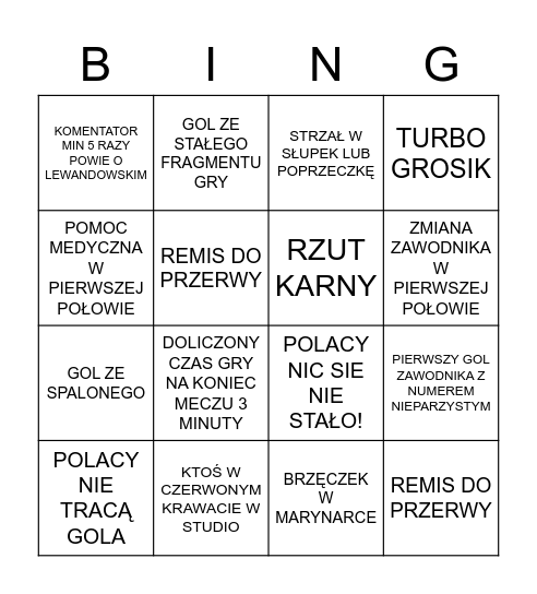 BIAŁO-CZERWONI Bingo Card