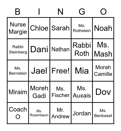 Rosenbaum Bingo Card