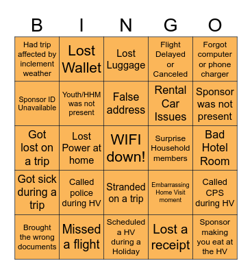 HS/PRS Bingo Card