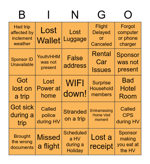 HS/PRS Bingo Card