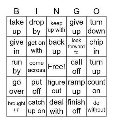 Business Phrasal Verbs Bingo Card