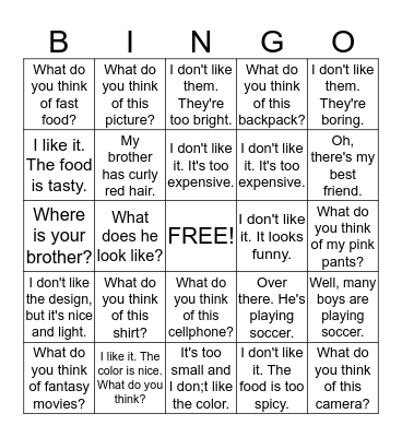 Unit 9: A Portrait of an Artist Bingo Card