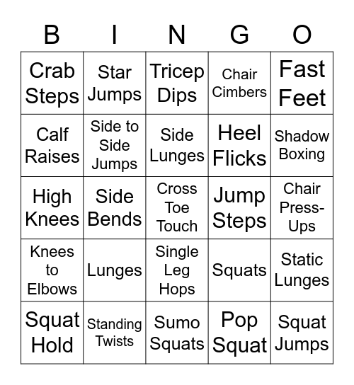 Fitness Bingo! Bingo Card