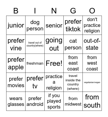 Education Bingo Card