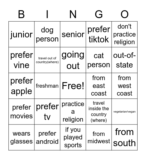 Education Bingo Card