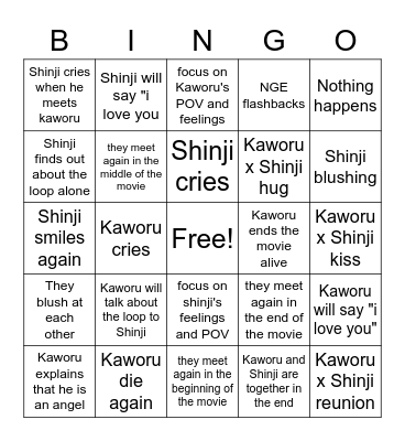 Kawoshin 3.0 +1.0 Bingo Card