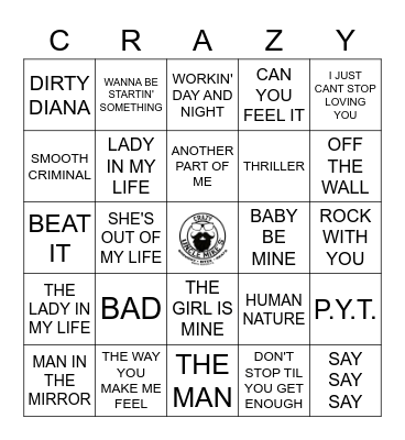 MJ Bingo Card