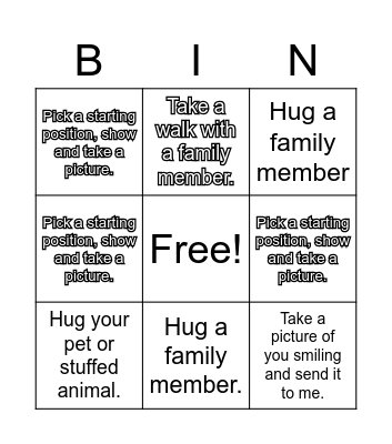 Littles PE Choice 1 Bingo Card