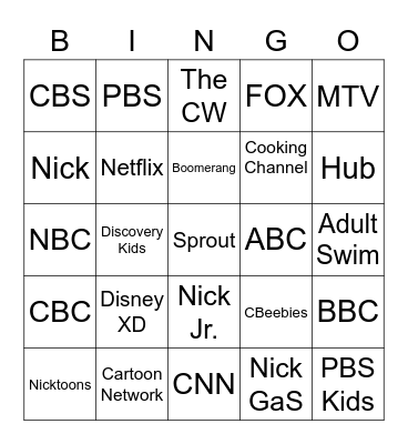 Channel Bingo Card