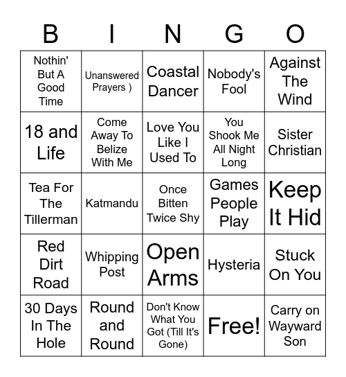 Customer Favorites Game 1 Bingo Card