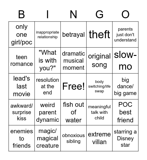 DCOM Bingo Card