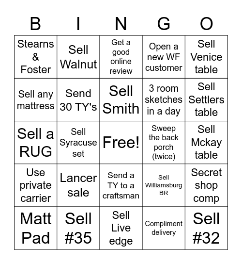 Gishs Bingo Card