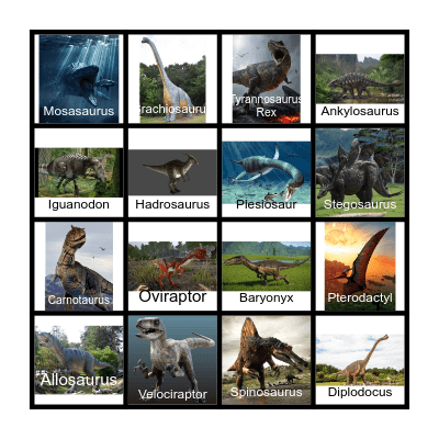 Dinosaur Bingo Card