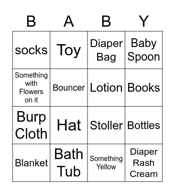 Baby Gift Bingo Card