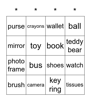 School fair Bingo Card