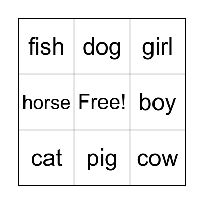 curl animal bingo Card