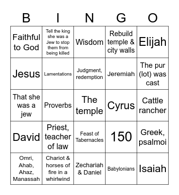 Route 66 Bingo Card