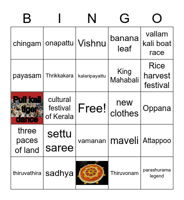 Onam Bingo 2020 Bingo Card