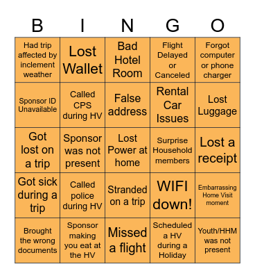 HS/PRS Bingo Card