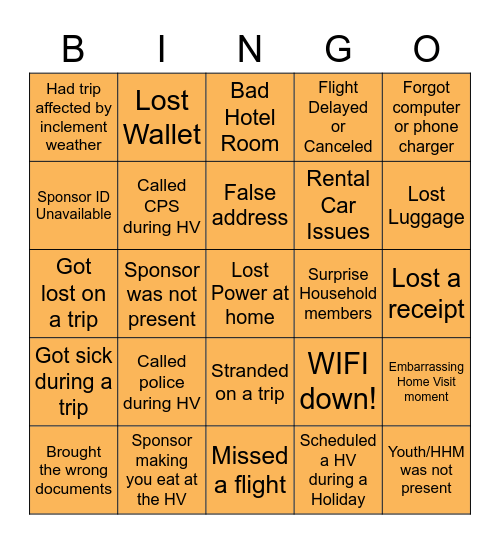 HS/PRS Bingo Card