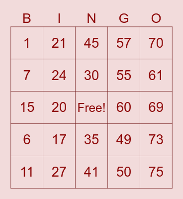 Eunbi Bingo Card