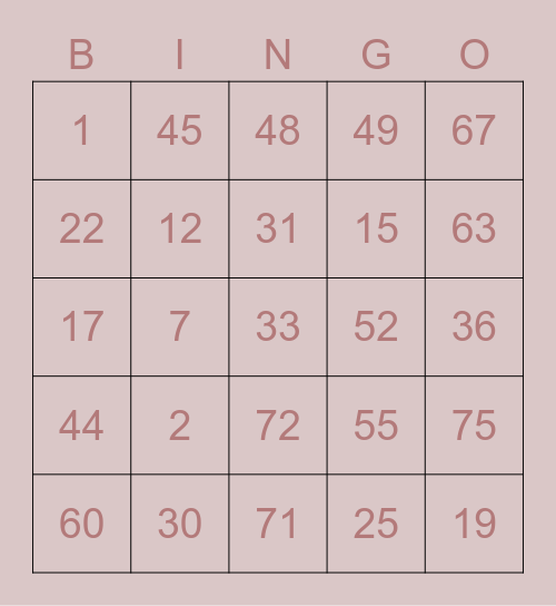 BINGO - KRYSTAL Bingo Card