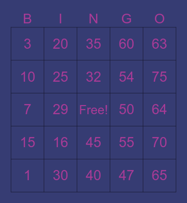 Mina Bingo Card