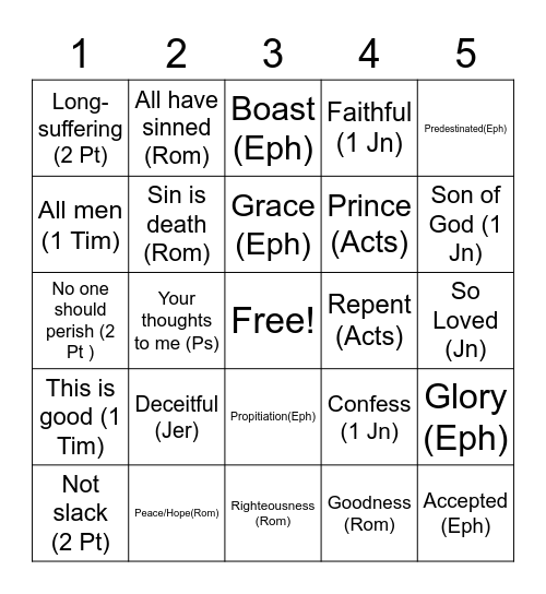 Becoming a Christian Bingo Card