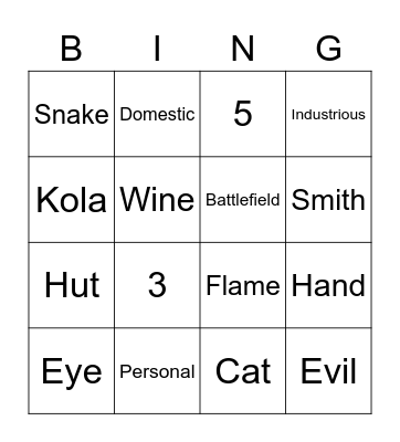 THINGS FALL APART Bingo Card