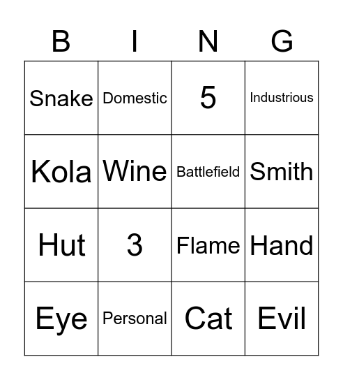 THINGS FALL APART Bingo Card
