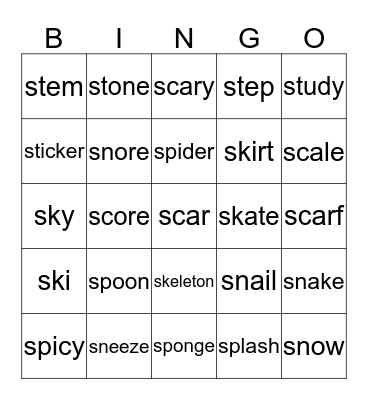 S-Blend Bingo Card
