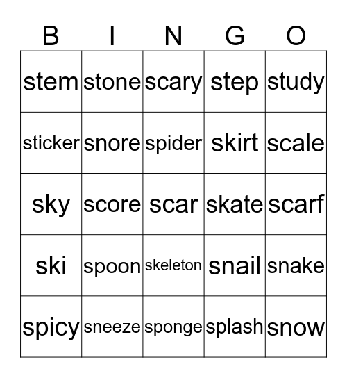 S-Blend Bingo Card