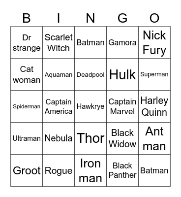 TSUKI SUPERHERO Bingo Card