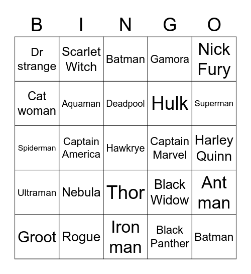 TSUKI SUPERHERO Bingo Card