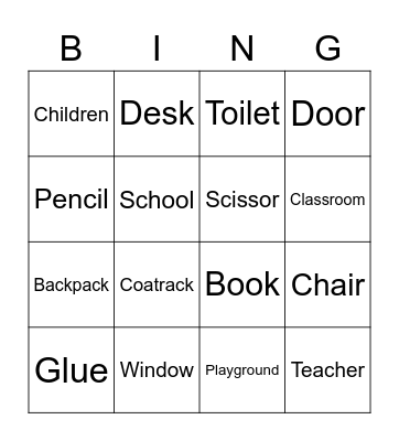 Bingo 'MY SCHOOL' Bingo Card