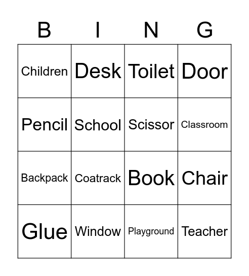 Bingo 'MY SCHOOL' Bingo Card